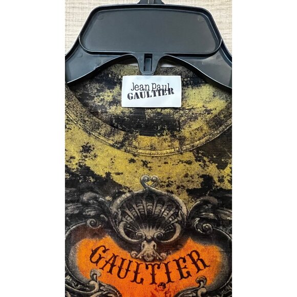 JEAN PAUL GAULTIER The Long Khaki Médaillon MESH Dress SIZE L - Picture 6 of 9